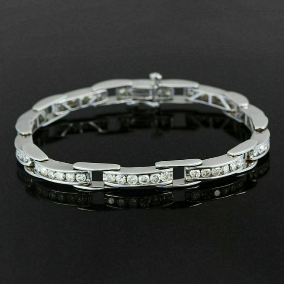 7Ct Round Cut Natural Moissanite Women's Tennis Bracelet in 14K White Gold Plated