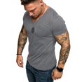 thumbnail image 2 of Mens Shirts Summer Clearance V-Neck Pocket Striped Pattern Casual Fashion Lapel Short Sleeve Shirt, 2 of 9