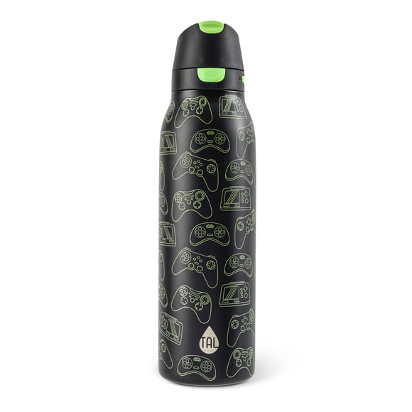 TAL 24oz Stainless Steel 2-in-1 Straw and Chug Water Bottle with Push Lid, Gamer