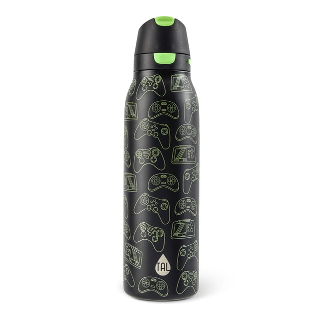 TAL 24oz Stainless Steel 2-in-1 Straw and Chug Water Bottle with Push Lid, Gamer