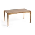 thumbnail image 2 of Solid Rubberwood Dining Table with Walnut Veneer Top, Mid-Century Modern Design, Expandable Compact Size for Small Spaces, Natural Oak Finish, Easy-Clean Surface, 2 of 8