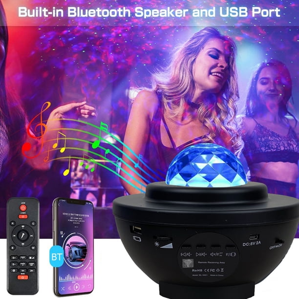 Kuymtek Proyector de cielo estrellado música ligera USB Bluetooth lámpara de ambiente decoración de fiesta