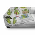 thumbnail image 2 of Crocodile Soft Flannel Fleece Throw Blanket, Characters in Action Balloons Flowers and Hearts Cartoon Theme, Cozy Plush for Indoor and Outdoor Use, 60" x 80", Lime Green Multicolor, by Ambesonne, 2 of 5