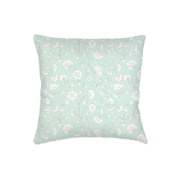 Mint Green Jaipur Floral Linen Euro Pillow 26x26 Down Alternative