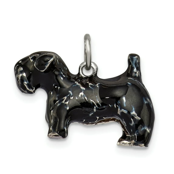 Beautiful Sterling Silver Enameled Large Scottish Terrier Charm