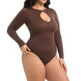 thumbnail image 5 of Purcolt Women's Plus Size Keyhole Seamless Shapewear Bodysuits One Piece Long Sleeve Bodycon Rompers Sleepwear Onesie Jumpsuit Tummy Control Body Shaper Snatching Body Suit, 5 of 7