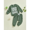 thumbnail image 5 of Baby Toddler Boys Pants Clothing Set, 0 6 12 18 24 Months 2T 3T Long Sleeve Crew Neck Letters Print Sweatshirt with Elastic Waist Sweatpants Infant Outfits, 5 of 9