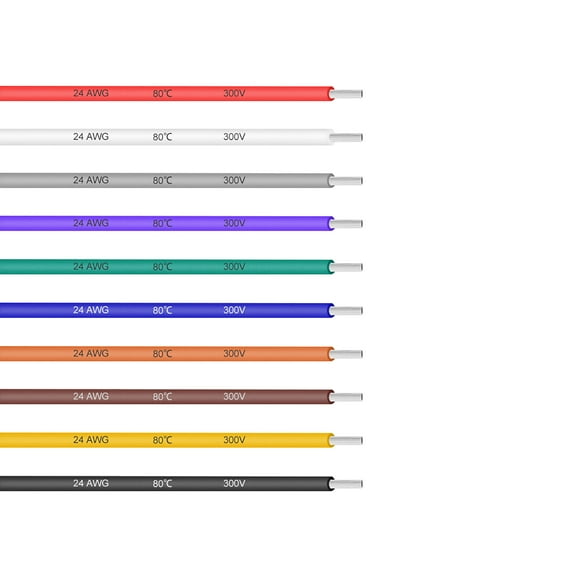 Uxcell Electrical Wire 24 AWG Tinned Copper Stranded Hookup Wire 6.56ft Multiple Color 10 Pack