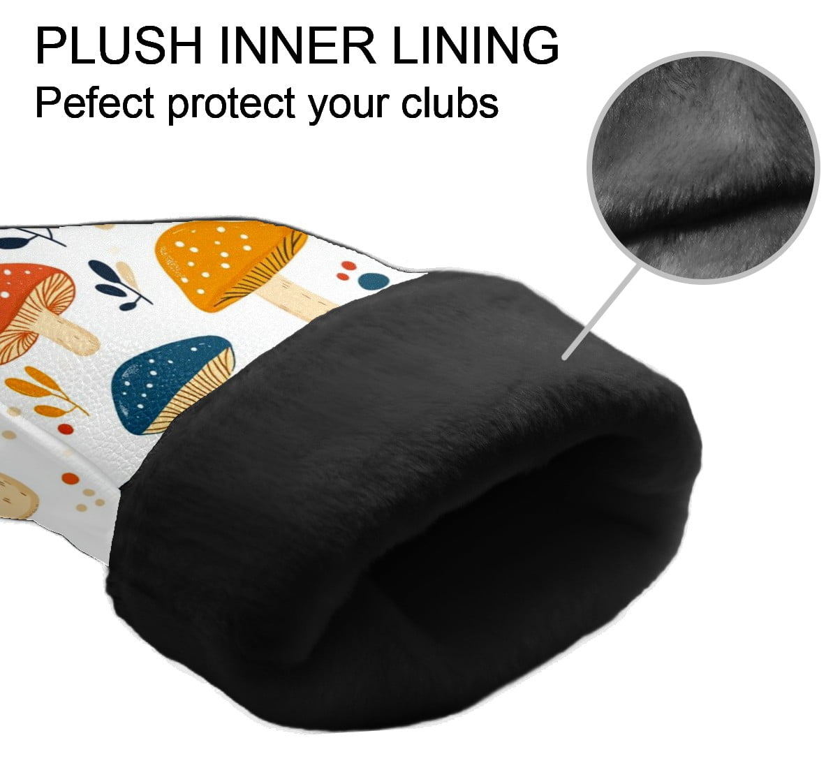Golf Club Covers PU Leather Waterproof Head Covers for Fairway Woods Hybrids Colorful Mushrooms Unisex Fits Most Brands