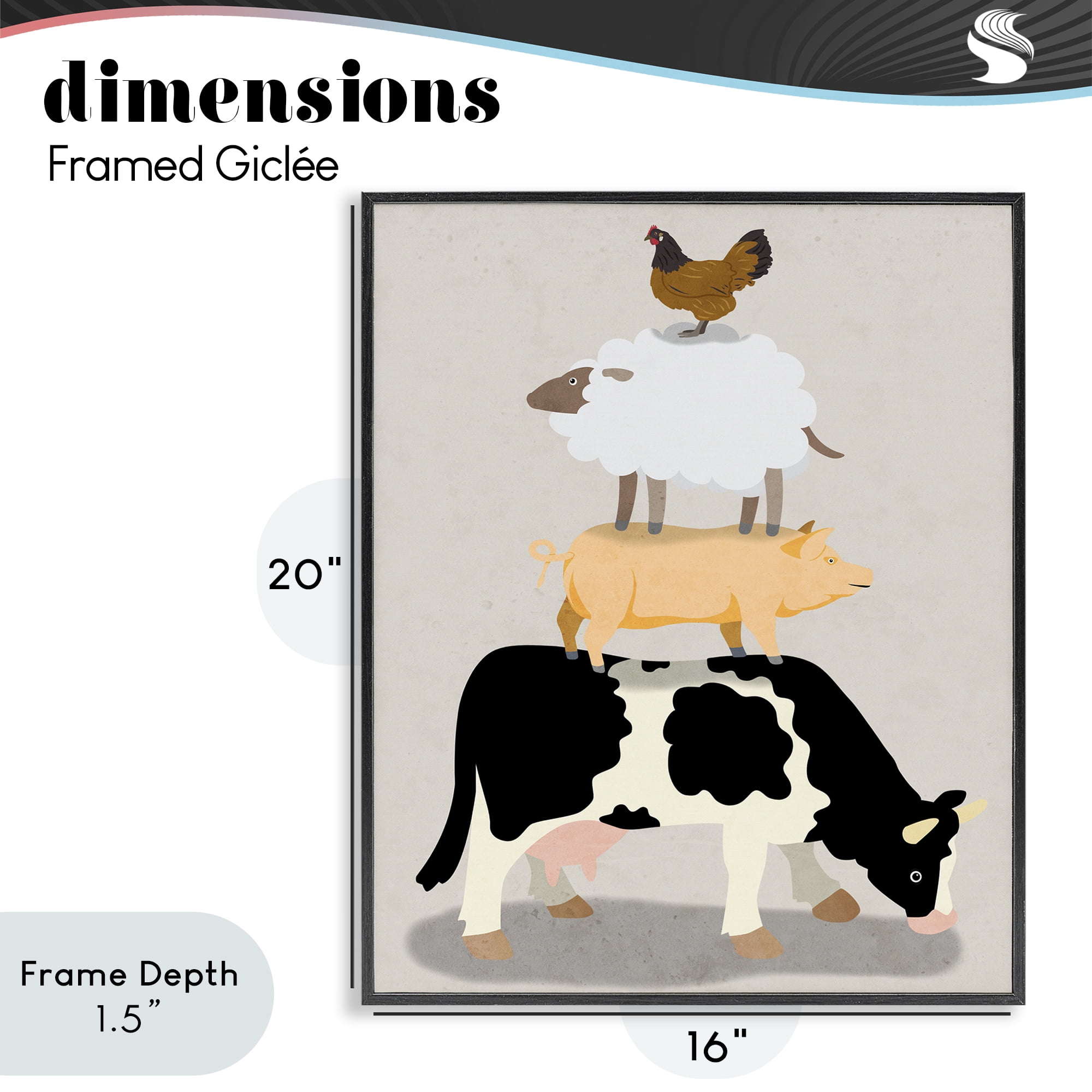 Stupell Industries Farm Stack over Beige Black Framed Giclee Art, design by Marcus Prime