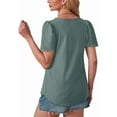 thumbnail image 4 of DondPO Womens Tees Women's Round Neck Puffed Sleeve Hole Hollow Short Sleeve Casual T Shirt Top Plus Size Tops Cotton Tshirts for Women, 4 of 5