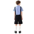 thumbnail image 4 of Costume de Performance pour Enfants, Haut à Manches Courtes à Carreaux, Short à Bretelles, Ensemble de Costume Ethnique Traditionnel pour Jeu de Rôle, 4 of 5