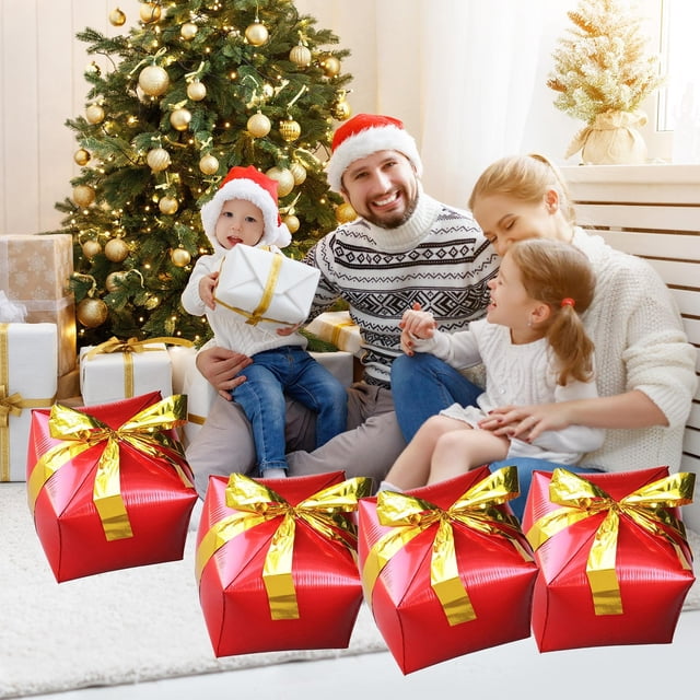 Caja de Regalo de Globos de Aluminio de Año Nuevo de 46 Cm | Paquete de Globos para Decoración de Fiestas Navideñas | Artículos para Celebraciones Navideñas: Decoración para Nochevieja, Aulas, Cumple