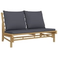 thumbnail image 2 of vidaXL 4 Piece Garden Lounge Set with Dark Grey Cushions Bamboo, 2 of 5