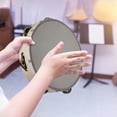 thumbnail image 5 of Weloille 9inch Wooden Tambourine, Hand Held Drum Bell, Musical Gift Educational Instrument for Kids and Adults, 5 of 5