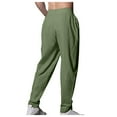 thumbnail image 4 of Dagegui Lightweight Cotton Linen Pants for Men Drawstring Elastic Waist Tapered Pant Casual Loose Fit Jogger Trousers with Pockets Green M, 4 of 8