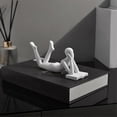 thumbnail image 2 of Nordic Reading Statue Resin Figurines Desktop Decor Sculpture Modern Art Ornament Home Office Decor Craft White C, 2 of 5