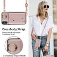 thumbnail image 3 of ShellTech for iPhone Xs Max Case with Card Holder and Strap - Zipper Pocket,Crossbody Lanyard Strap,Credit Card Holder,Stand Ring,Cute Phone Wallet Case for Women,Rosegold, 3 of 10