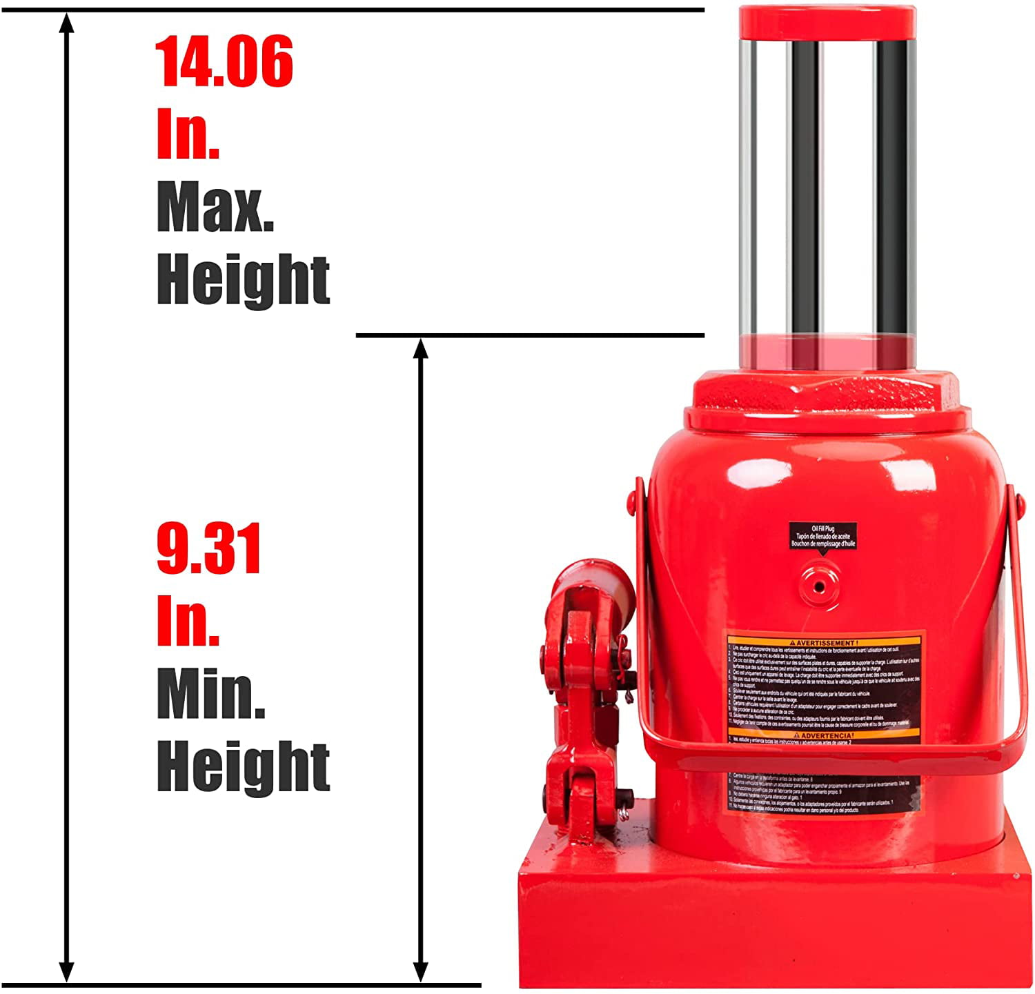 BIG RED Hydraulic Stubby Low Profile Welded Bottle Jack, 50 Ton (100,000 lb)  Capacity, Red, W950R