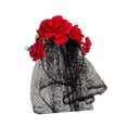 thumbnail image 4 of Velo de encaje de Halloween, diadema de flores, tocado gótico para novia y boda, para festival Rojo Yuyangstore aro de pelo, 4 of 8