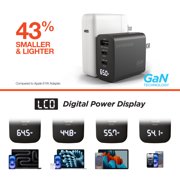 HyperGear SpeedBoost 65-Watt USB-C PD Tri-Port GaN Laptop Wall Charger with PPS and Digital Display (Black), 16299