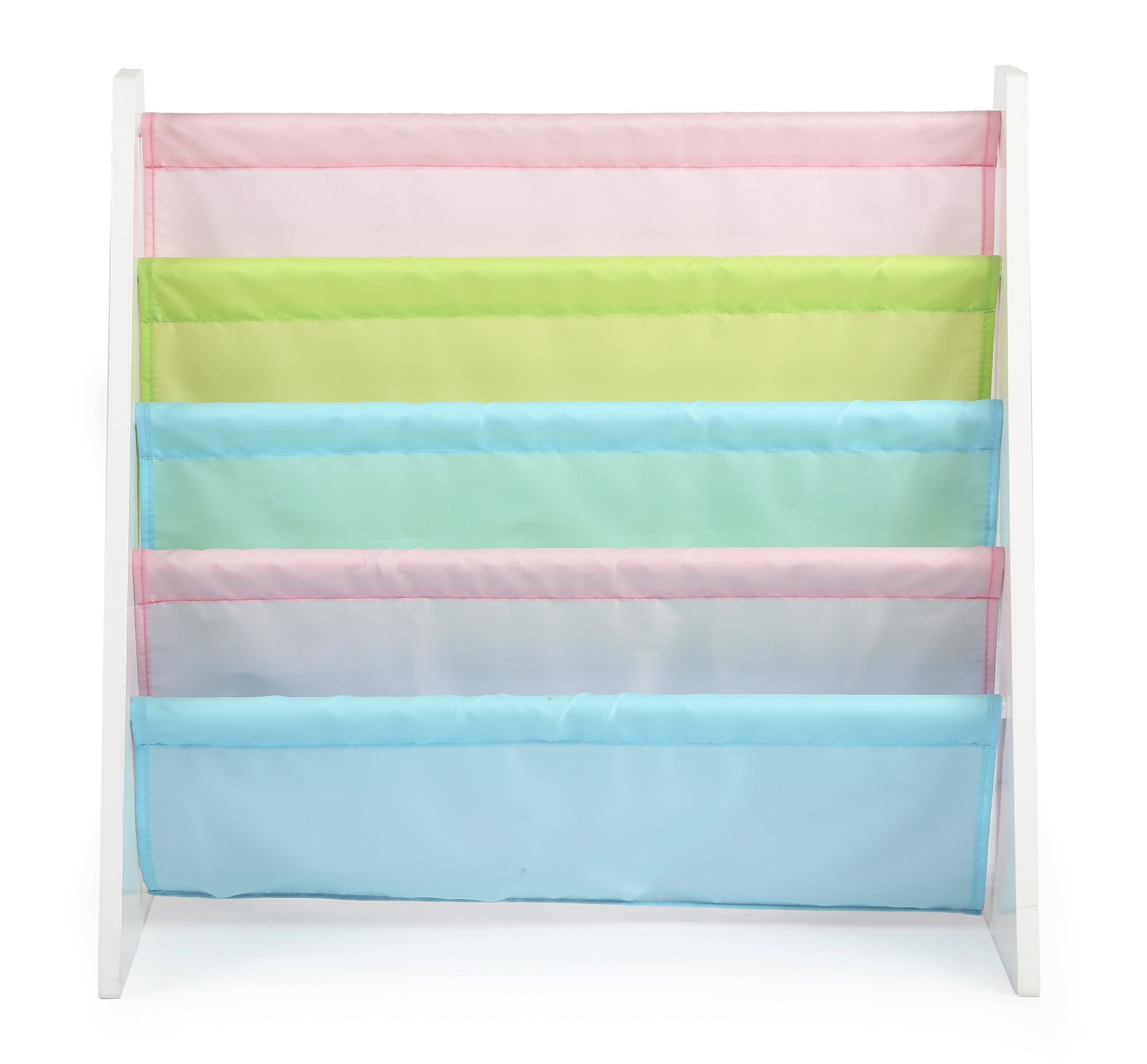 Humble Crew Child Book Rack with Fabric Sling Sleeves, Pastel, 4 Shelves