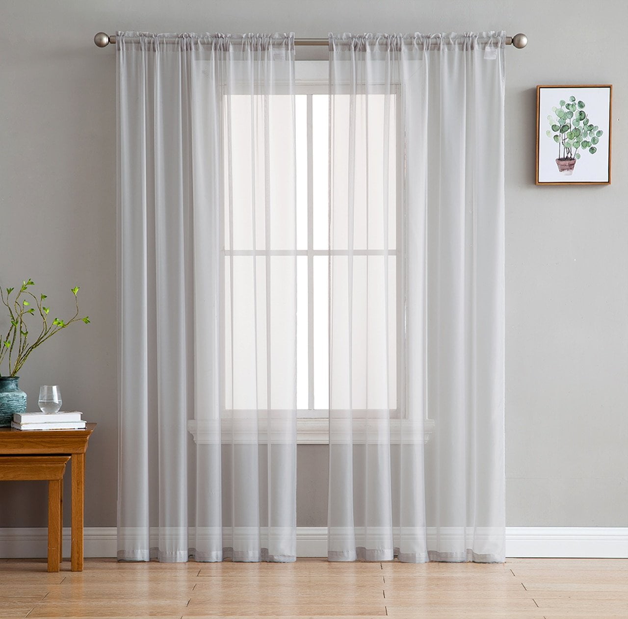 Addison Sheer Voile Window Curtain Solid Panels Set of 2