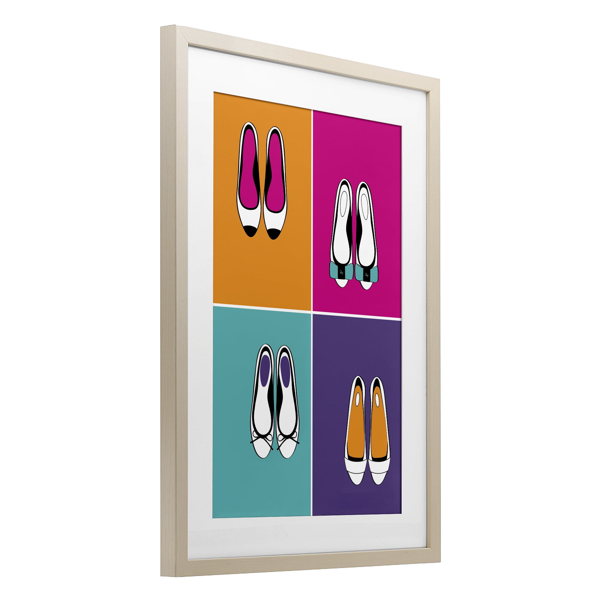 Stupell Industries Bold Pop Trendy Flats Birch Framed Print Under Glass, design by Martina Pavlova