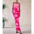 thumbnail image 5 of Women Summer Strapless Maxi Dress Bodycon Floral Long Wedding Guest Dress Formal Cocktail Dresses Pink L, 5 of 9