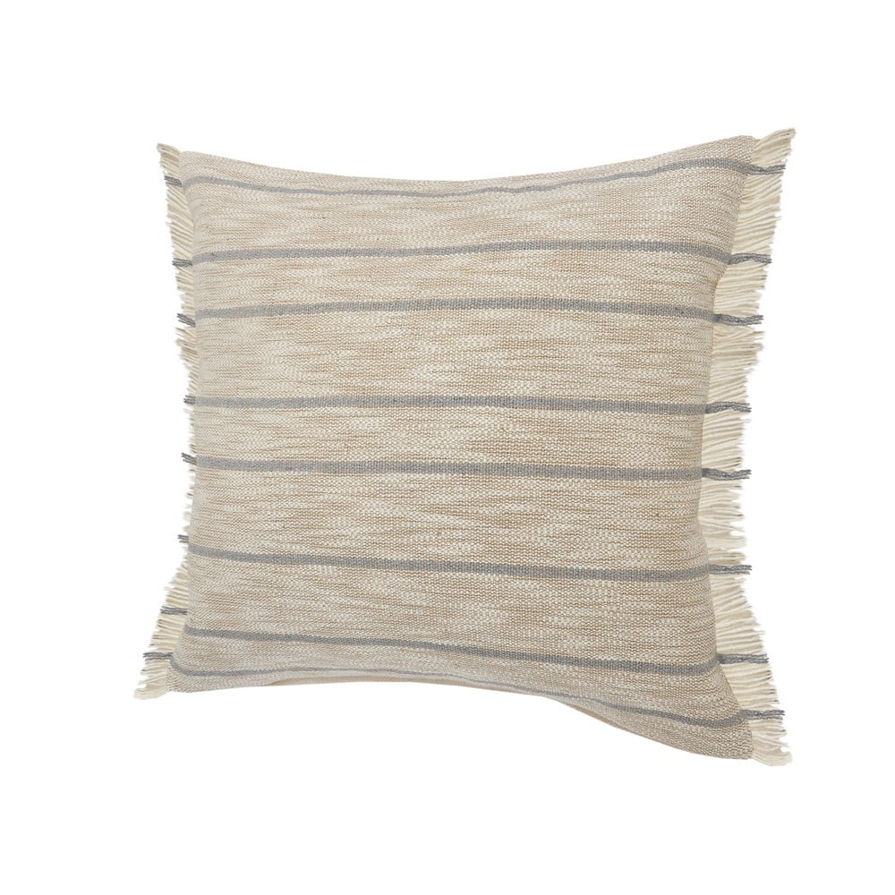 Ox Bay 20" x 20" Tan/ Grey Stripe Jute Blend Pillow Cover