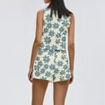 thumbnail image 5 of WTOBBY Summer Casual Women's Two Piece Set Floral Print Sleeveless Square Neck Cropped Top and High Waist Shorts Outfit with Pockets Stylish Bodysuit Wear ,Blue S, 5 of 6