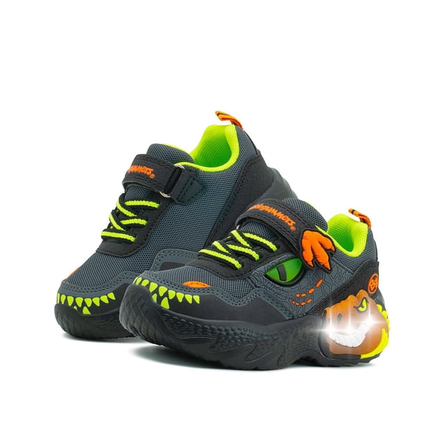 Tenis Bubble Gummers Tiranosaurio para Niño con luces Velcro color cafe 21