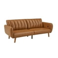 thumbnail image 2 of Weston Home Fosnavag Modern Upholstered Convertible Sofa with USB, Caramel Faux Leather, 2 of 10