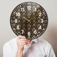 thumbnail image 6 of Yayeee Wall Clock Battery Operated 11.9" Silent Quartz Non-Ticking for Living Room Decor, Black Floral Pattern, 6 of 8