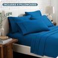 thumbnail image 6 of Bare Home Luxury Bed Sheet Set - Premium 1800 Collection - 6 Piece - Queen, Medium Blue, 6 of 8