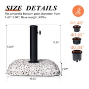 Crestlive Products Patio Umbrella Base 45lbs, Concrete with Cobblestone Decor Heavy Duty Square Stand for Deck Poolside Yard (Cobblestone)