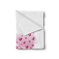 thumbnail image 2 of Princess Soft Flannel Fleece Throw Blanket, Global Peace Theme World Map Dotted with Hearts Love Planet Earth, Cozy Plush for Indoor and Outdoor Use, 50" x 70", Baby Pink White Fuchsia, by Ambesonne, 2 of 5