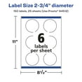 thumbnail image 6 of Avery Glossy White Round Labels, 2.75" Diameter, 150 Total, 6 of 9