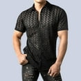 thumbnail image 2 of VBTAPA Mens Summer Lace Shirts See Through Sheer Shirts Casual Short Sleeve Button Down Beach Shirts Black S, 2 of 7