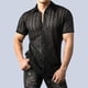 thumbnail image 1 of Camisa Elvqul para Hombre Negro Casuales Manga Corta Estampado con Solapa Botones, 1 of 6