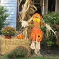 thumbnail image 5 of HAHUT 1 Pack Fall Harvest Scarecrow Decorations - 21.65" Standing Thanksgiving Scarecrows with Sunflowers and Bow for Autumn, Halloween, Garden, Yard, Porch Decor (Orange), 5 of 7