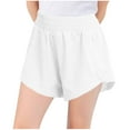 thumbnail image 2 of Mwjwdo Girls Athletic Workout Gym Shorts with Zip Pockets High Waisted Running Shorts Summer Sports Clothes for Kids 3-13 Years White 150, 2 of 7