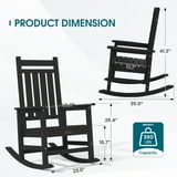 SERWALL Outdoor Rocking Chair, HDPE Patio Rocker for Lawn, Porch, Black ...