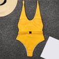 thumbnail image 4 of Women's One Piece Swimsuits High Cut Backless Bathing Suit Belted Adjustable Strap Summer Beach Swimwear (S, Yellow), 4 of 7