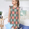 thumbnail image 4 of Balery Colorful Checkered Camisón de princesa para niñas, pijama de algodón con mangas abullonadas, suave y bonito.-X-Large, 4 of 6