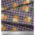 thumbnail image 3 of Soimoi Rayon Fabric Check,Leaves & Rose Flower Decor Fabric Printed Yard 56 Inch Wide, 3 of 3