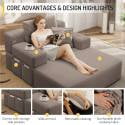 Avobird Luxury Plush Corduroy Chaise Lounge, Convertible Sofa Bed with Storage Pocket, Frameless Design, Specially Designed for Small Spaces and Apartments (Coffee Brown)