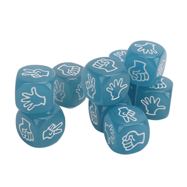 10pcs Plastic Finger Guessing Set, Luminous 6 Sided Lightweight Rock Scissors Paper for All Kinds of Board Games