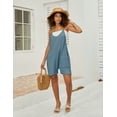 thumbnail image 2 of Lentta Women's Loose Short Overalls Summer Rompers Cotton Linen Adjustable Strap Shortalls Jumpsuits with Pocket (BlueGrey-L), 2 of 4