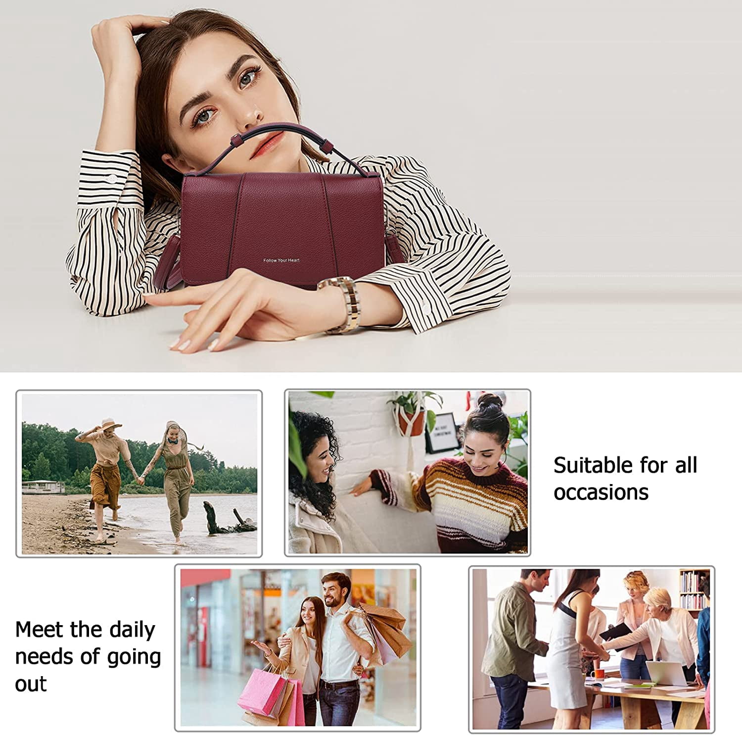 Small Crossbody Handbag for Women, Lightweight Shoulder Messenger Bag Clutch Purse Top Handle Phone Bag